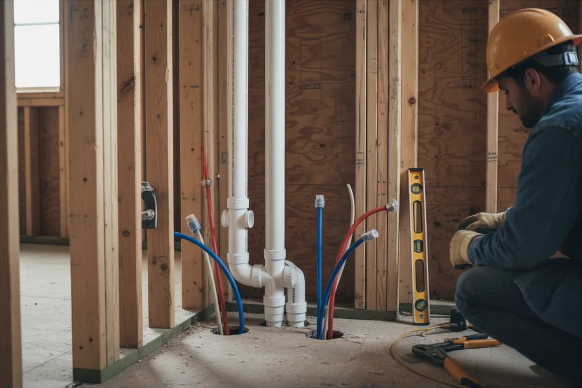 Drain and supply rough-in during Leak Detection in Estill